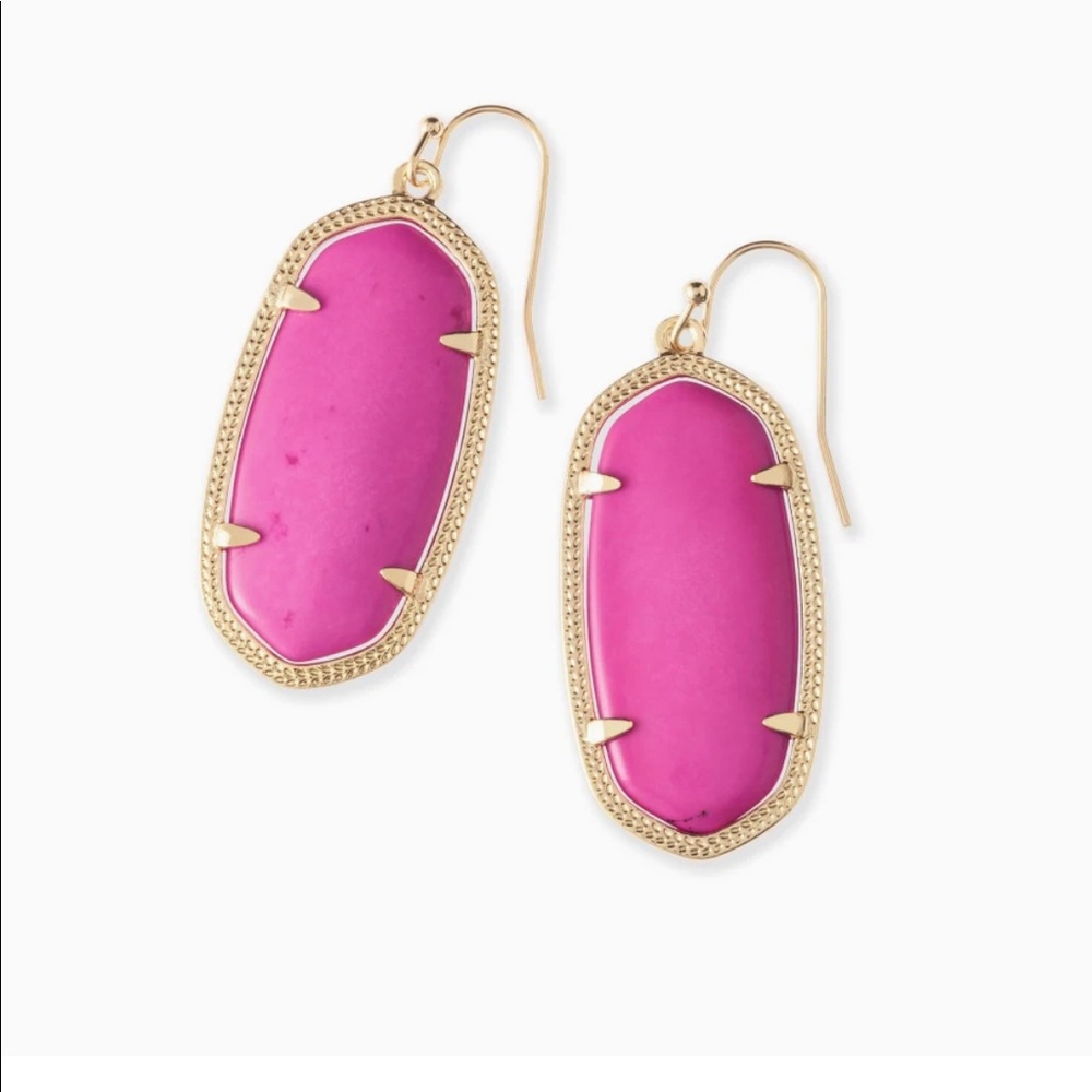 Kendra Scott Elle Gold Drop Earrings Magenta